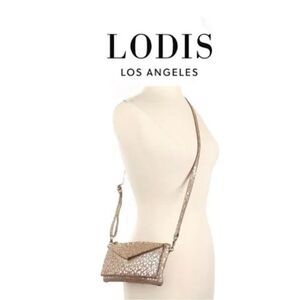 LODIS leopard print gold leather small crossbody wristlet